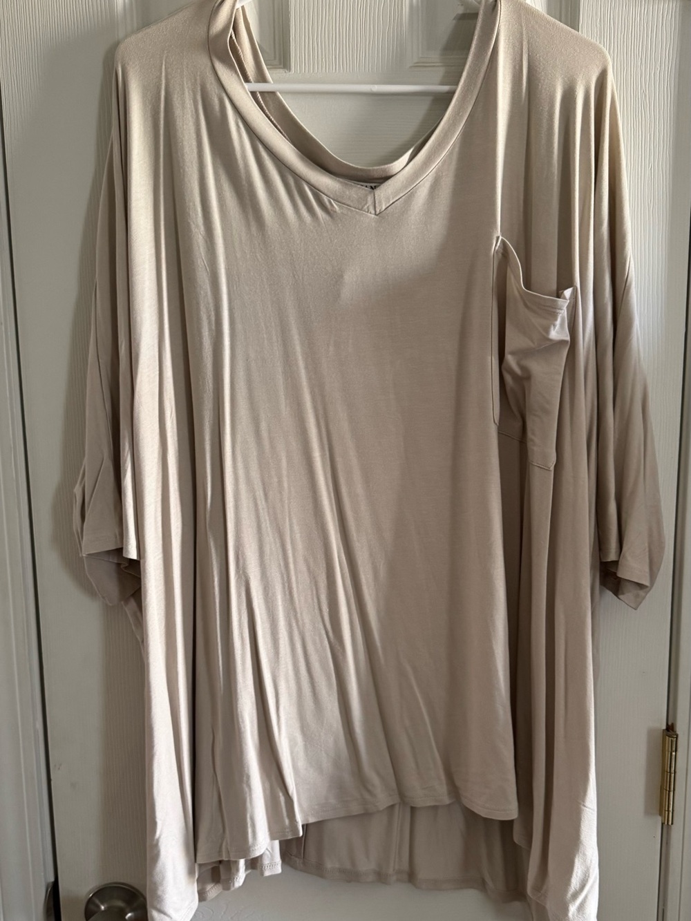 Zenana Women's V-Neck Pocket Tunic in Sand Beige
